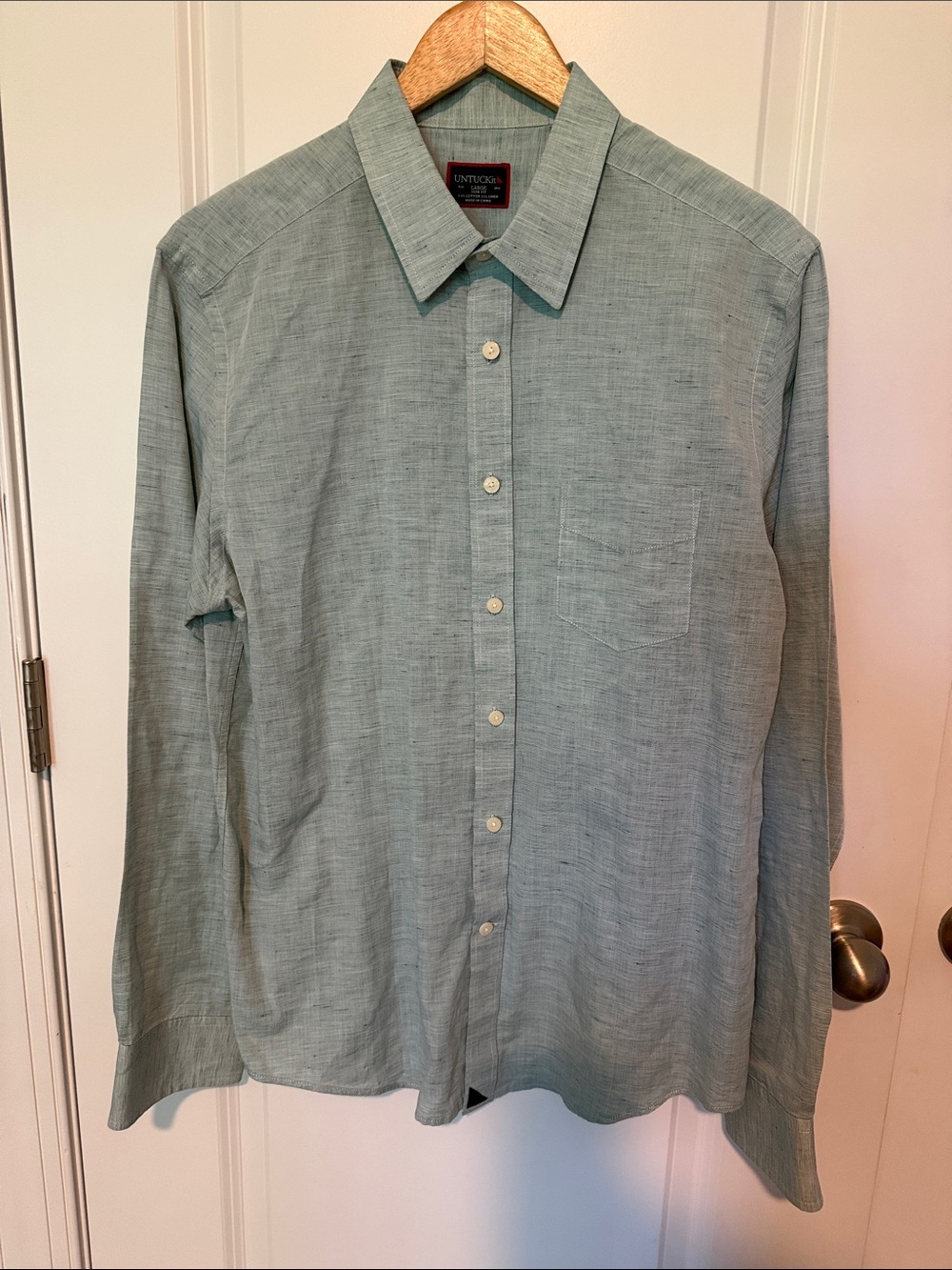 UNTUCKit Men's Seafoam Green Linen-Blend Button Down Shirt